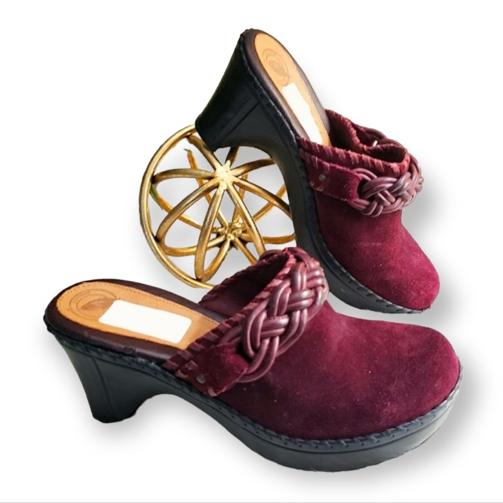 Nurture by Lamaze Wine Suede Braided Strap Clog Mules